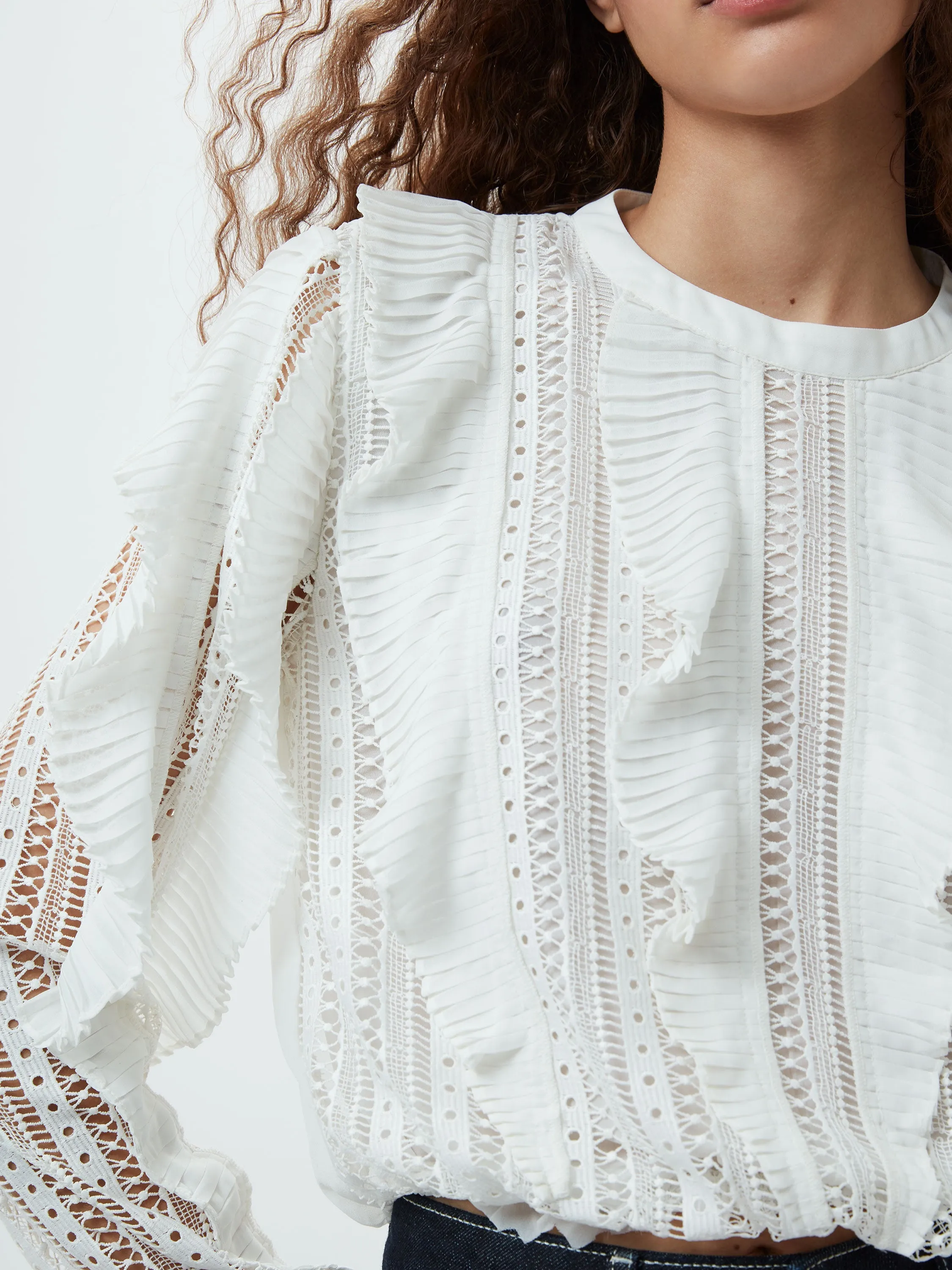 Annika Lace Frill Long Sleeve Top