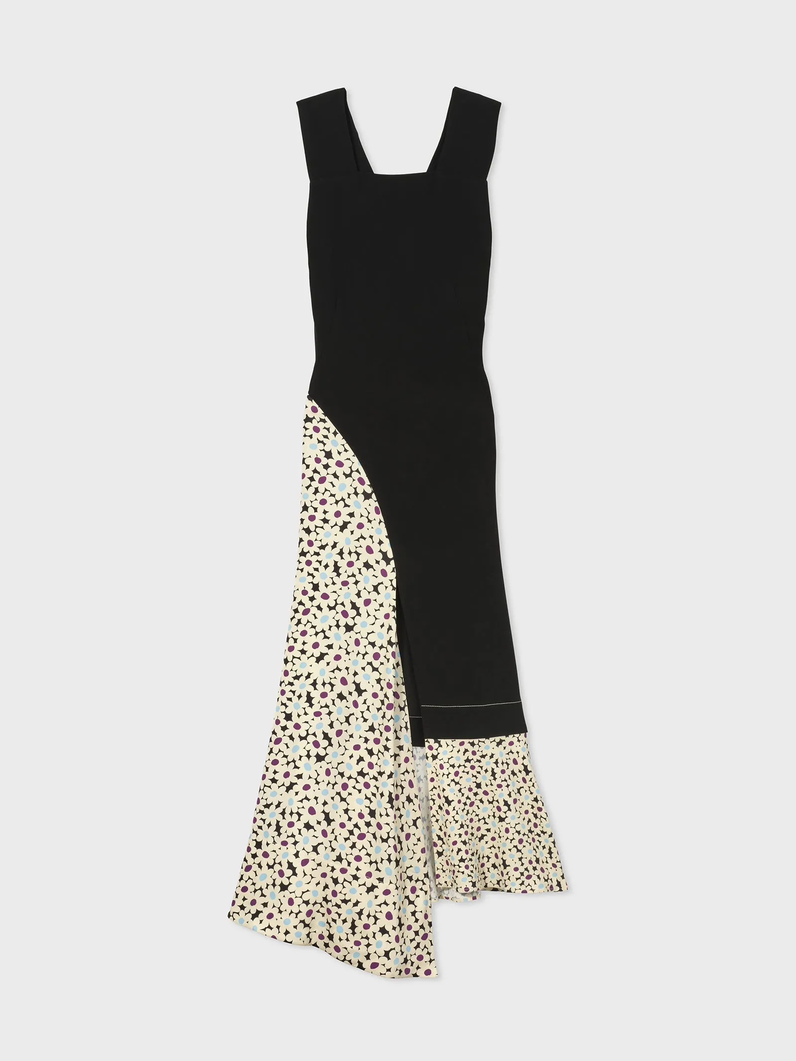 Apron Dress in Satin Viscose - Black Multi