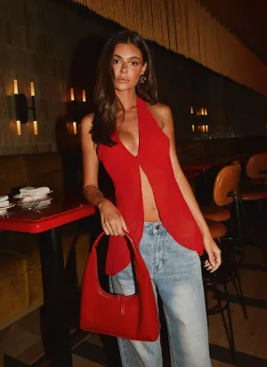 At Last Halterneck Top - Rouge Red