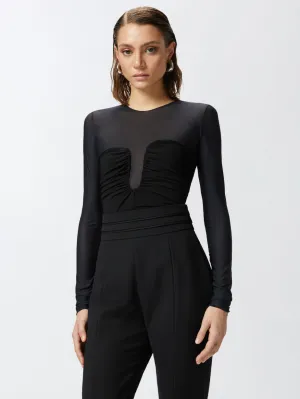 Black Bodycon with Sheer Top