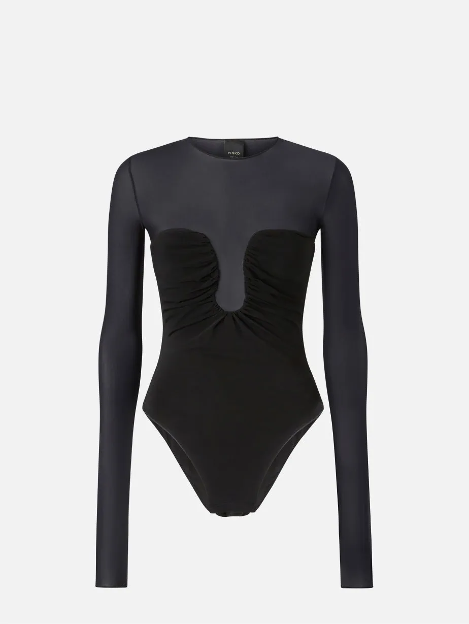 Black Bodycon with Sheer Top