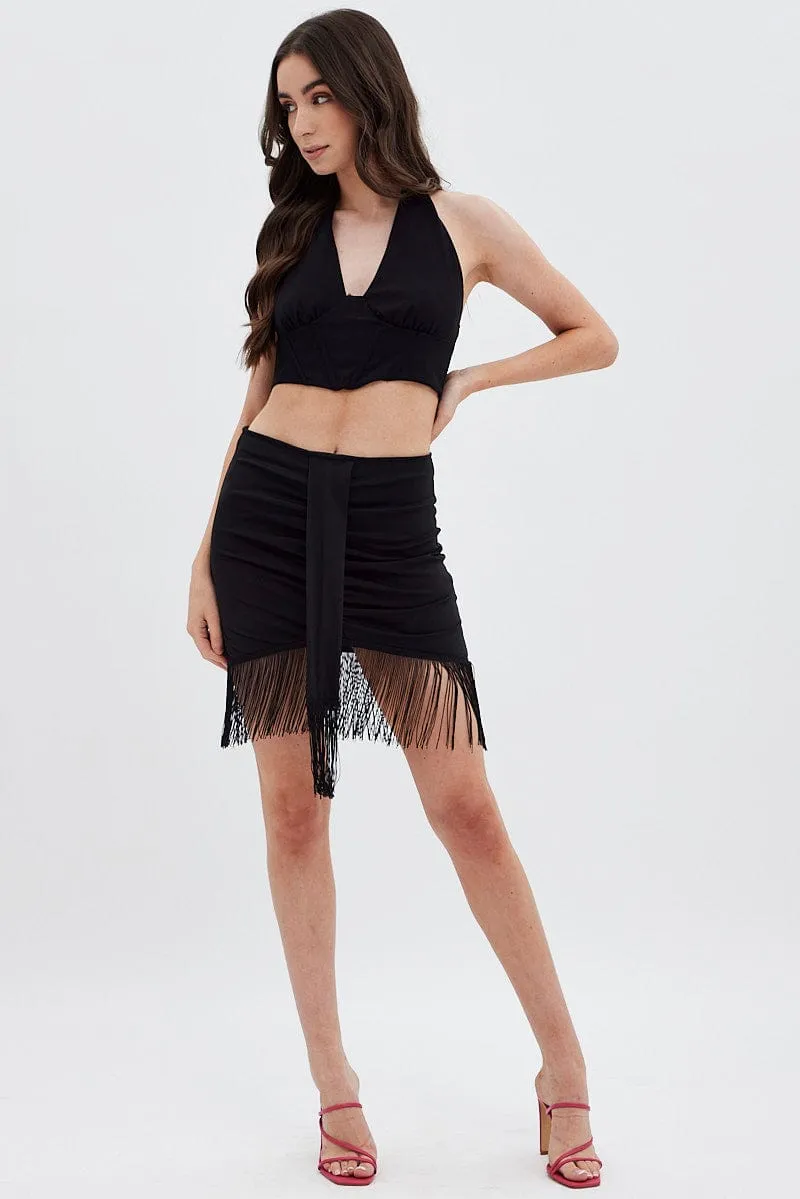 Black Halter Top Back Zip