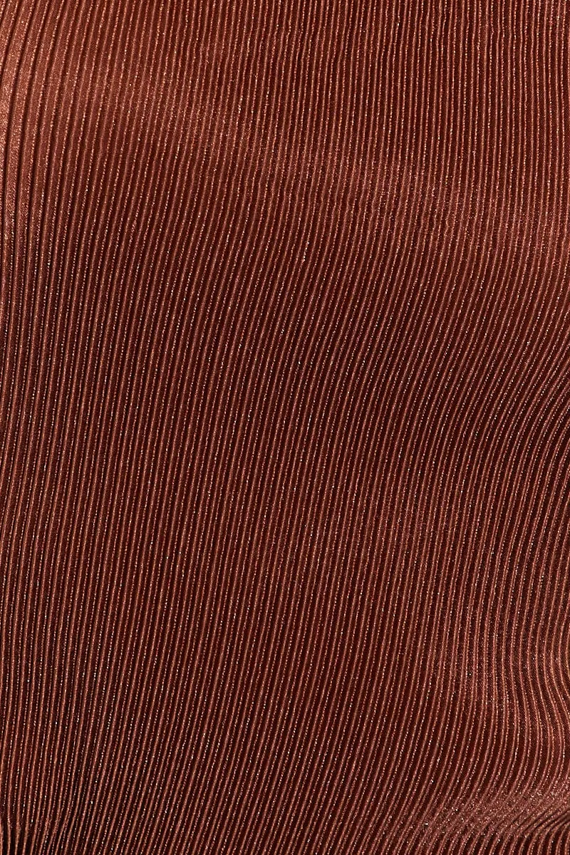 Brown Halter Plisse Top
