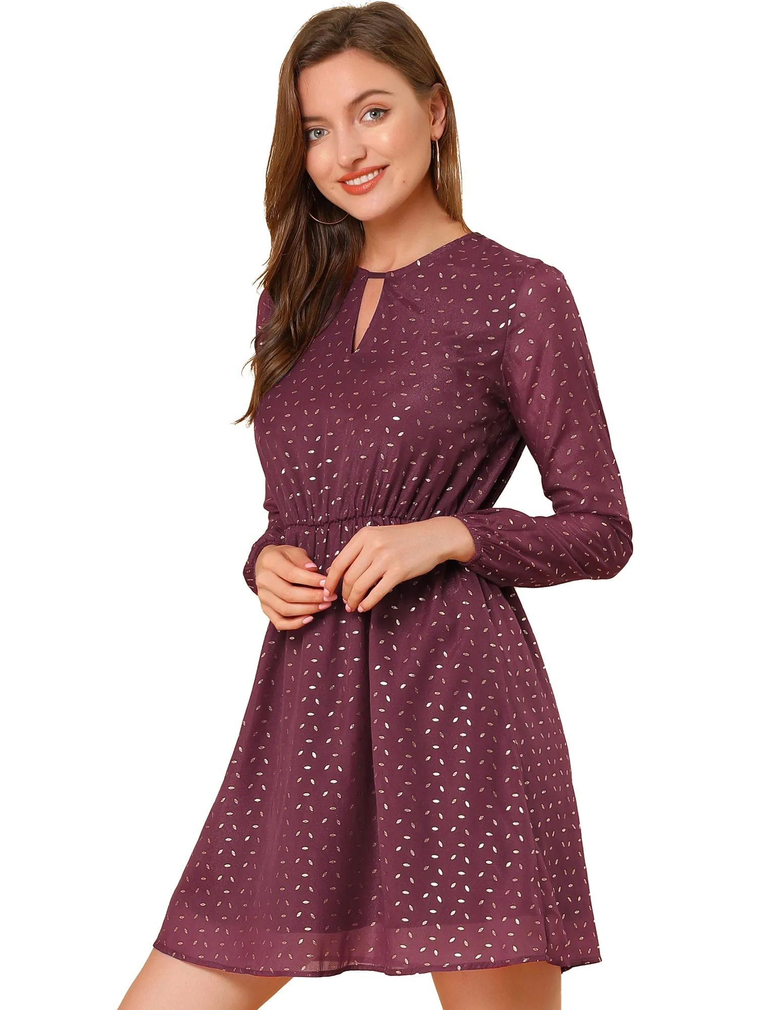 Choker V Neck Flared Gilding Metallic Shiny Star A-Line Dress