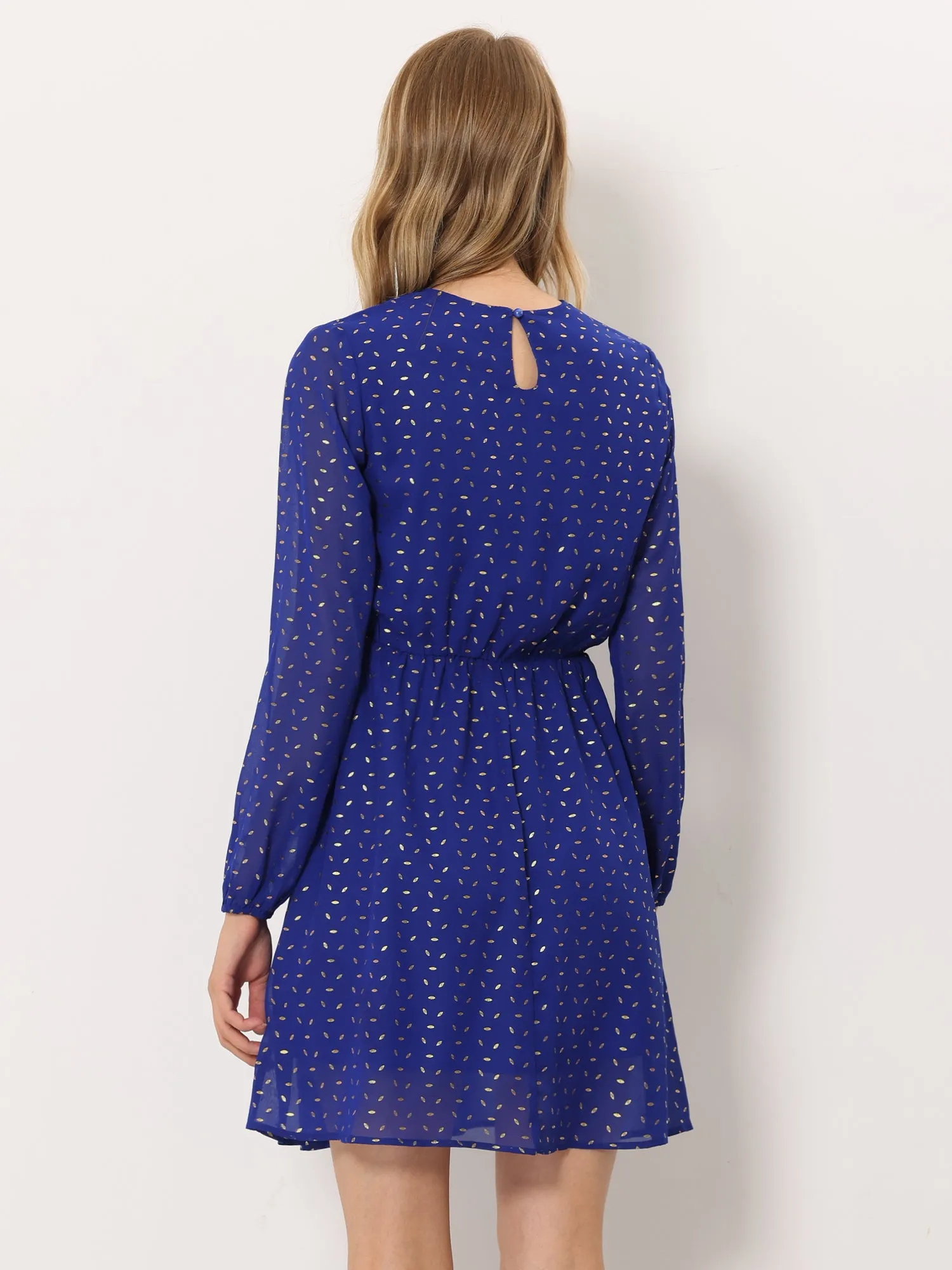 Choker V Neck Flared Gilding Metallic Shiny Star A-Line Dress