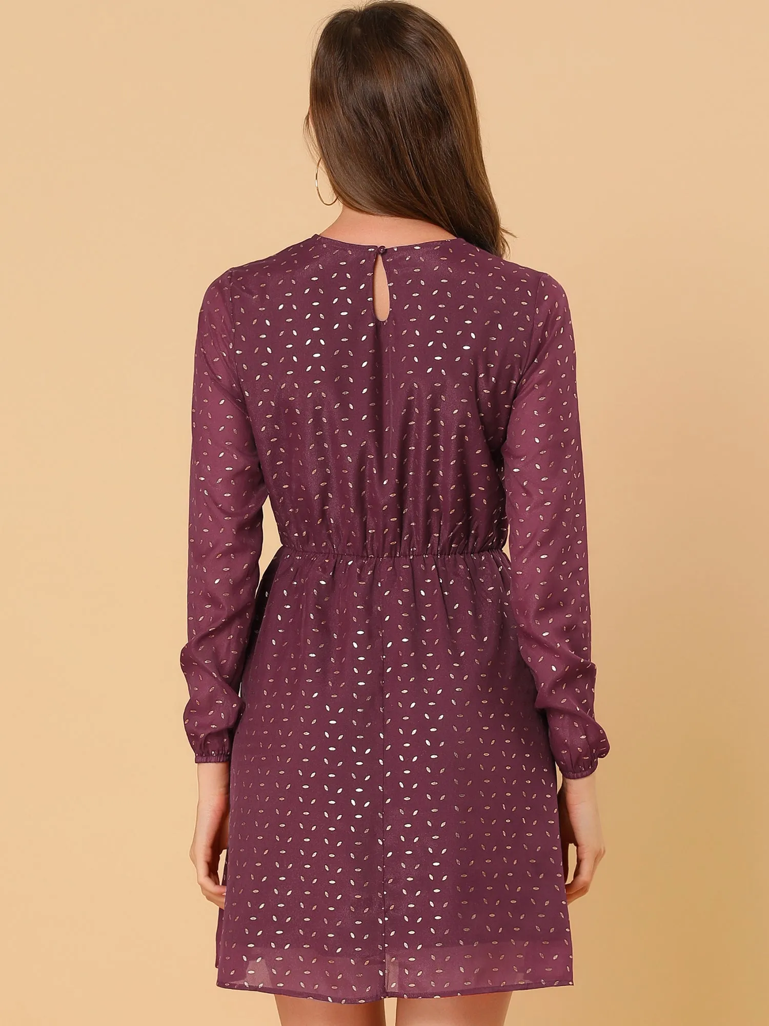 Choker V Neck Flared Gilding Metallic Shiny Star A-Line Dress
