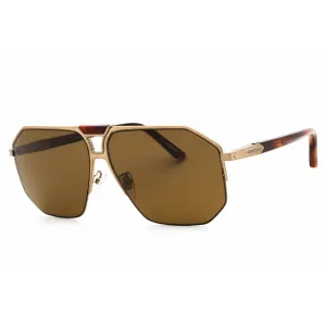 Chopard Men's Sunglasses - Shiny Satin Grey Gold Metal Full Rim Aviator | SCHG61 8TSP