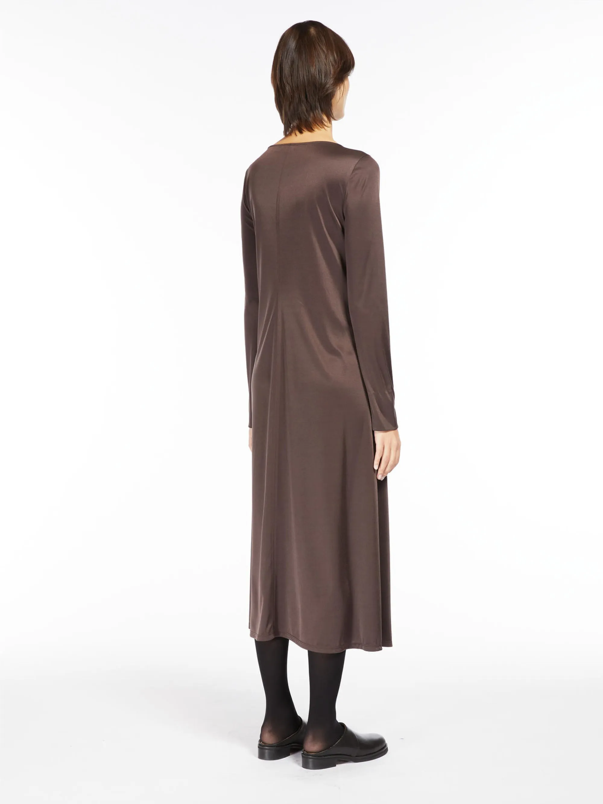 Dress with Knot in Hazelnut Satin Jersey