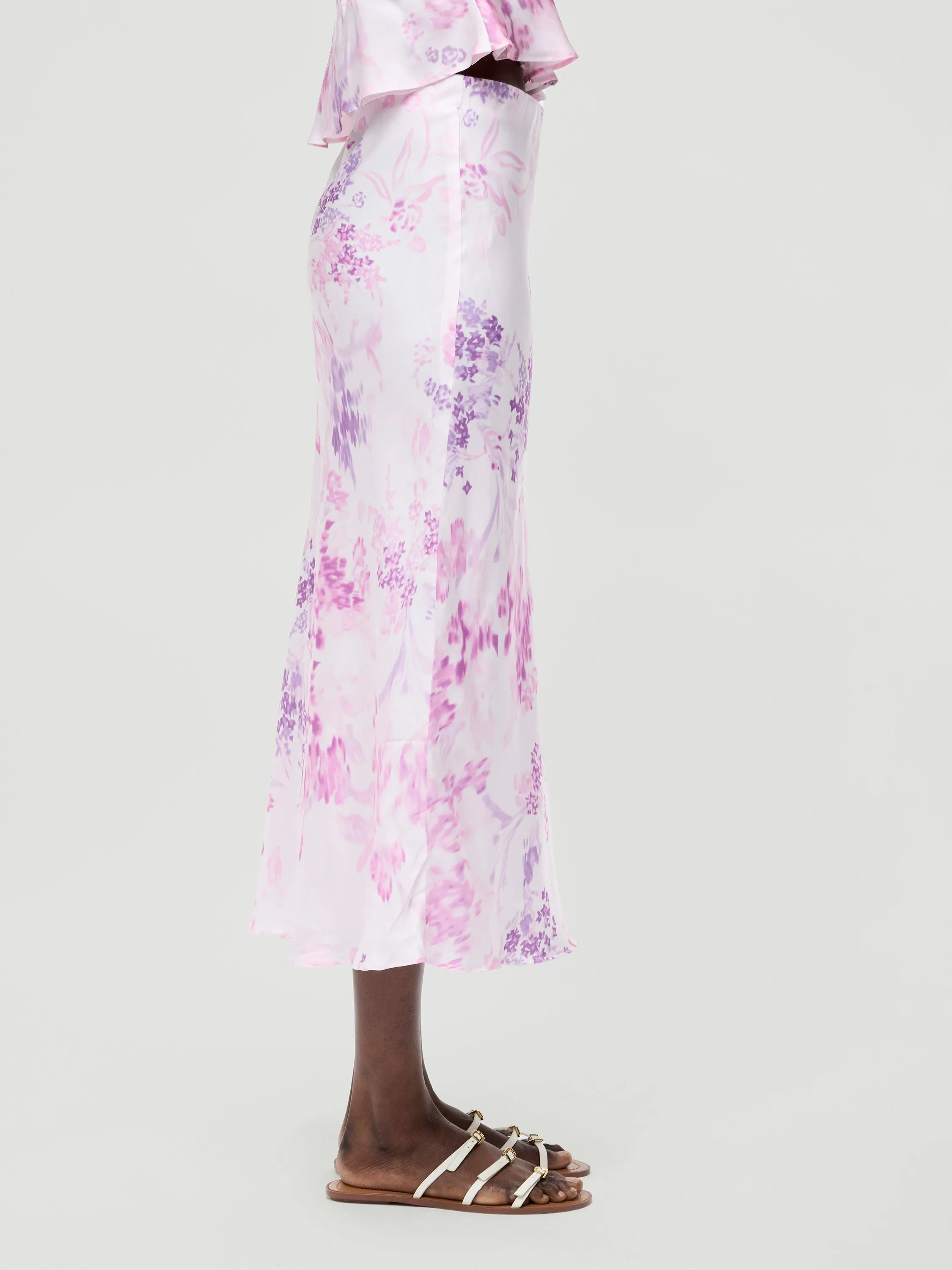 Elyria Oona Satin Midi Skirt