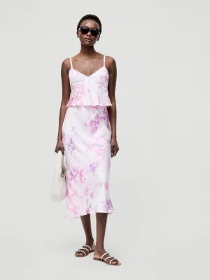 Elyria Oona Satin Midi Skirt