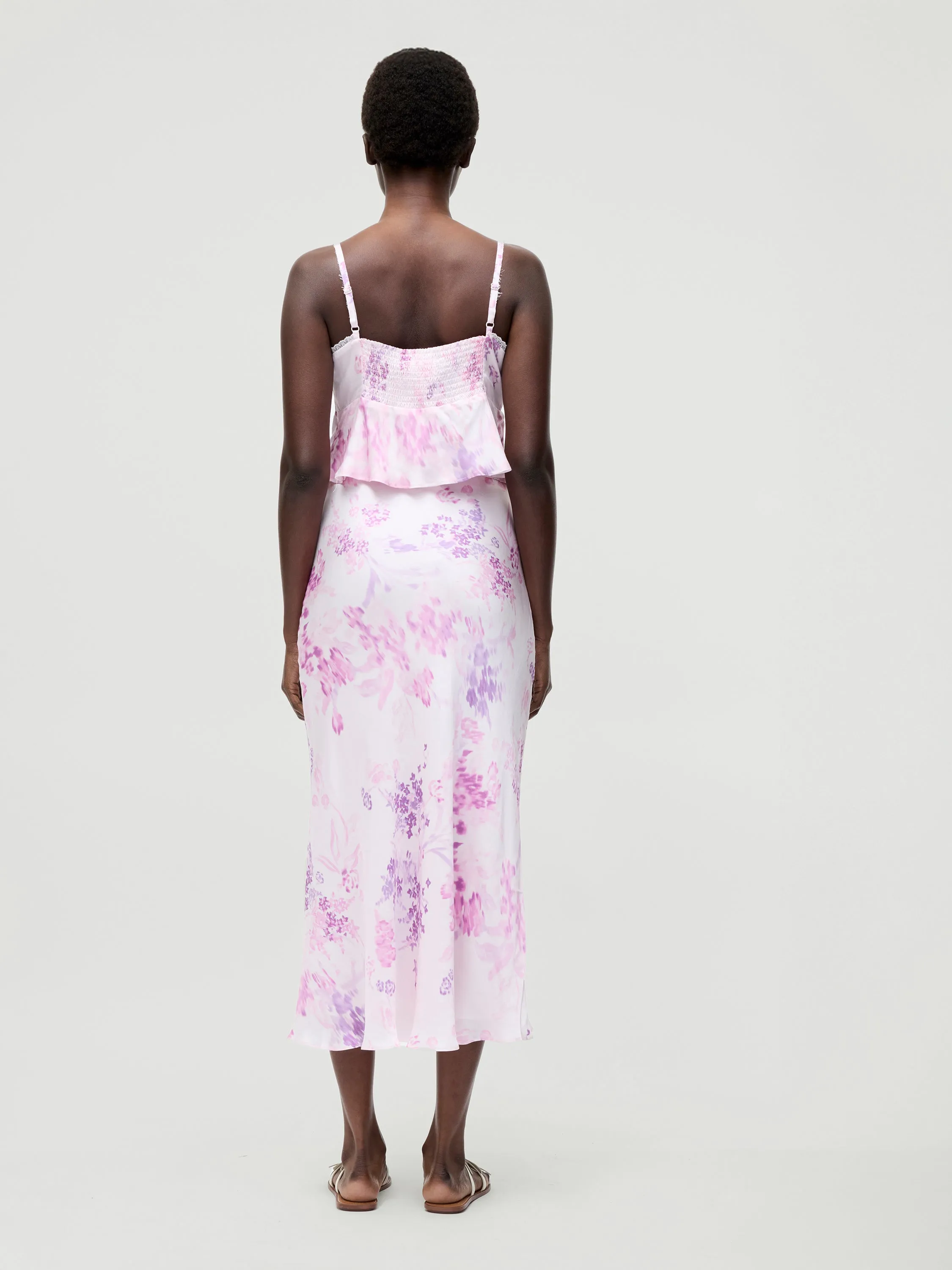Elyria Oona Satin Midi Skirt