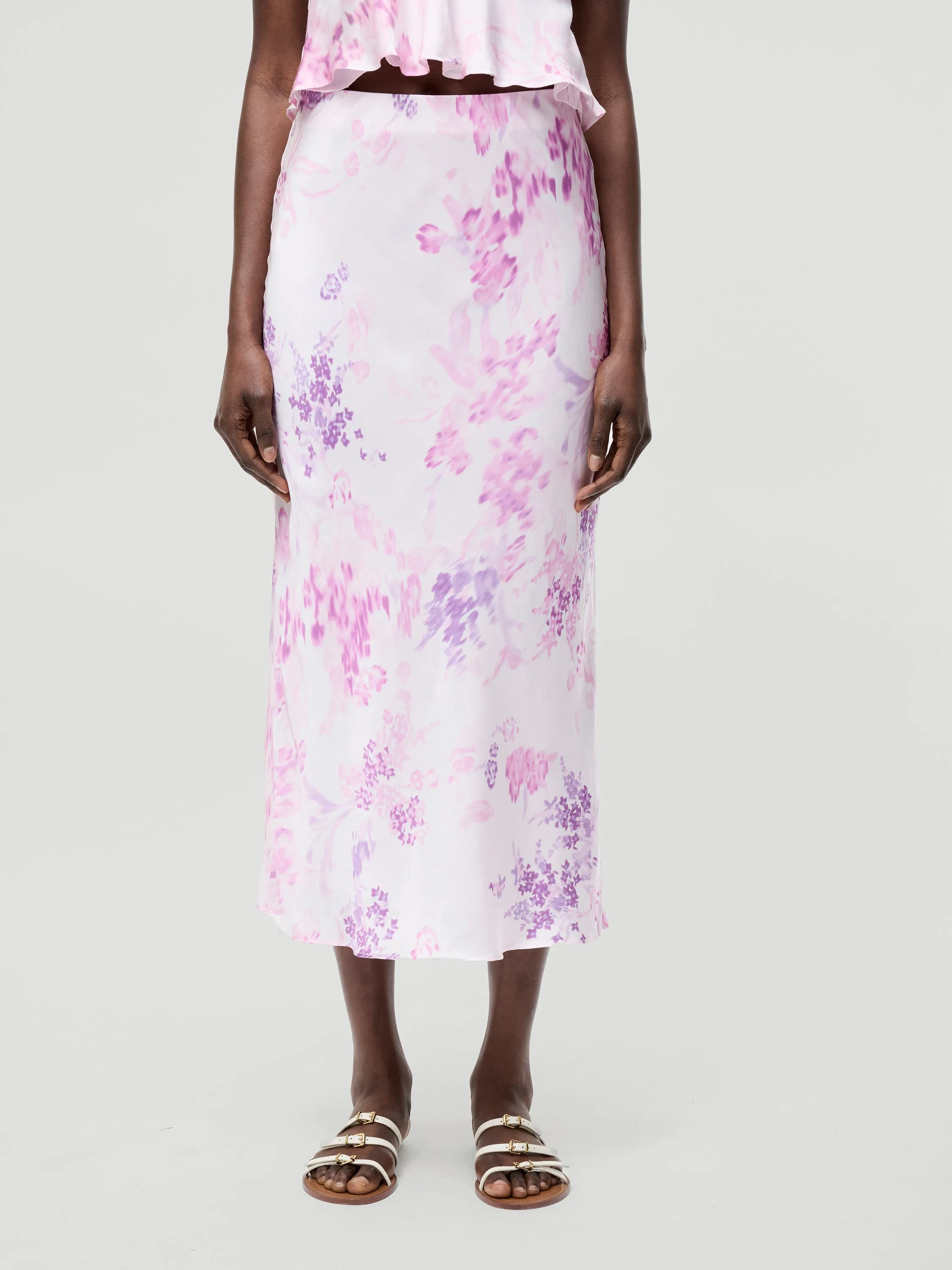 Elyria Oona Satin Midi Skirt