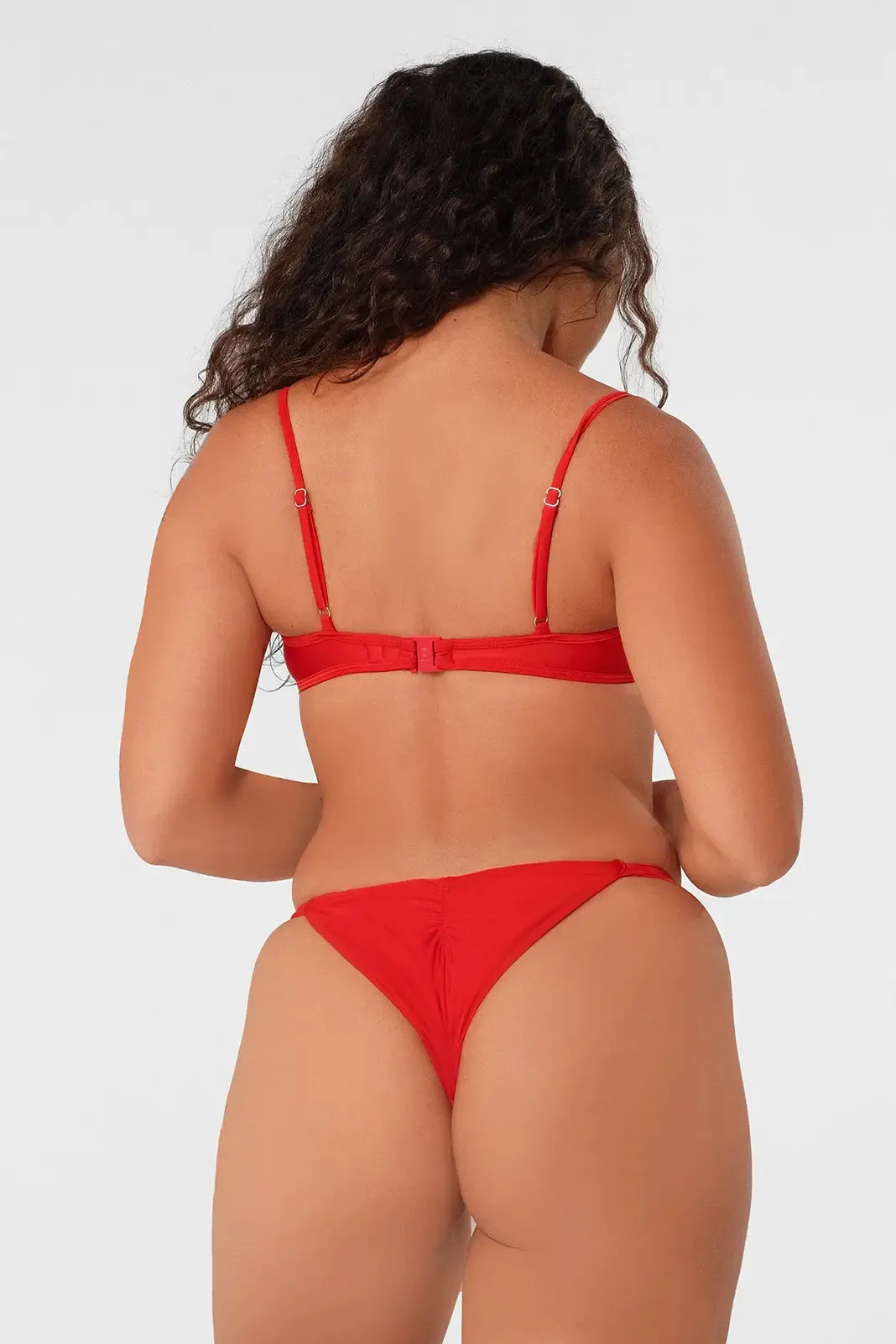 Giana Ruched Cheeky Bottoms / Red Hot Gloss