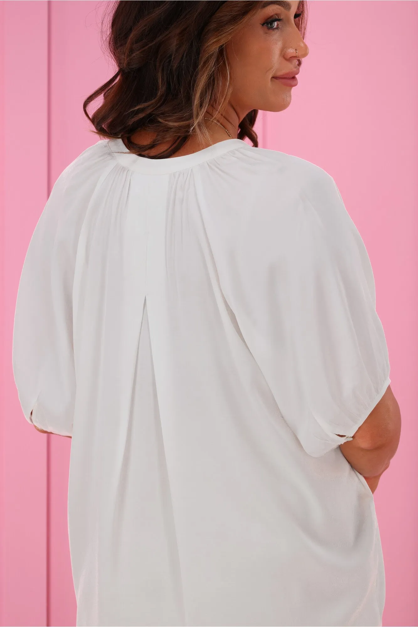 Jane James Ainsley V Neck Blouse Ivory Satin