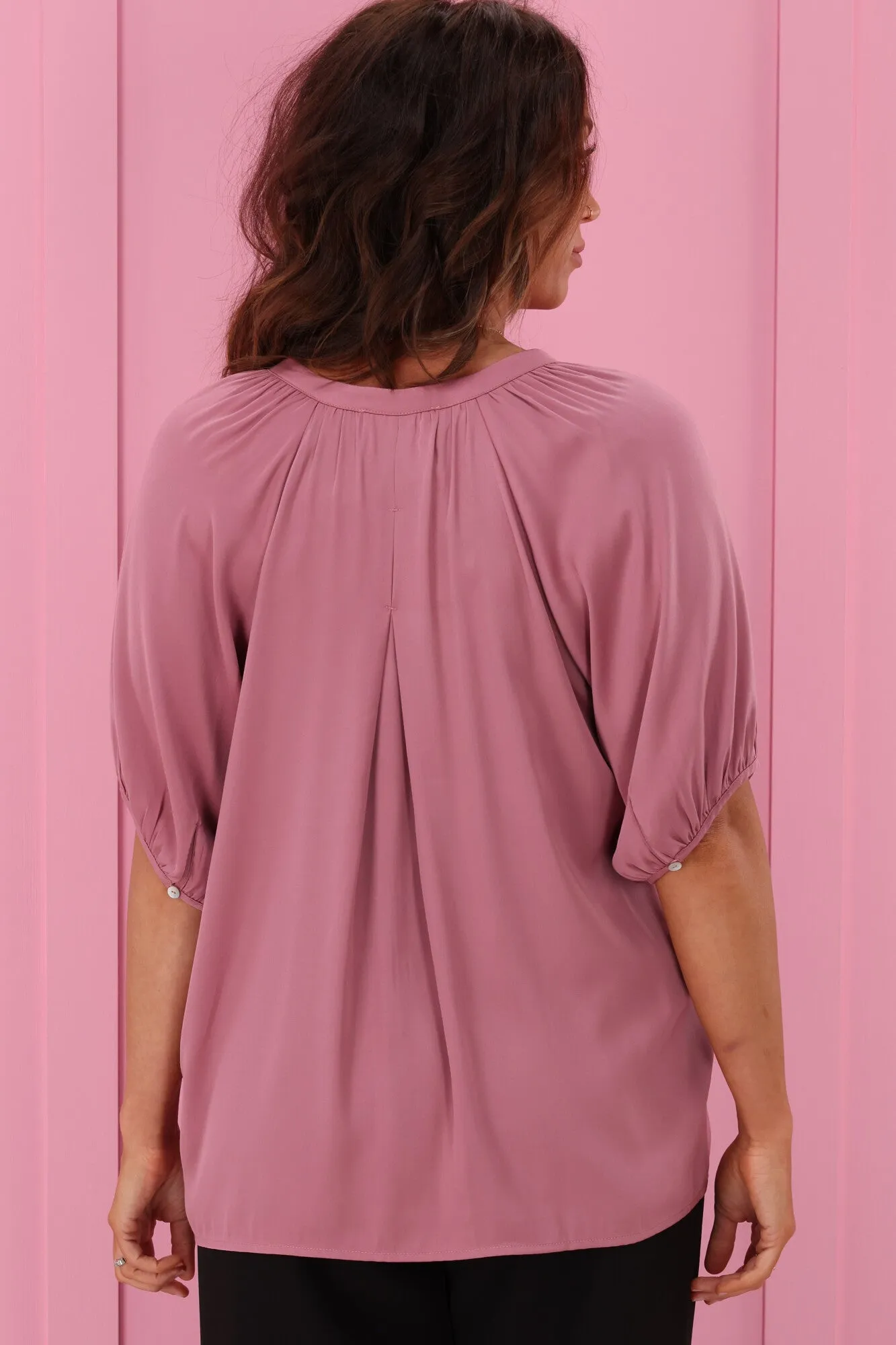 Jane James Ainsley V Neck Blouse Rose Satin