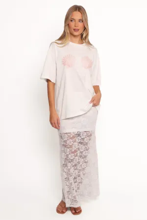 Laken Sheer Lace Maxi Skirt - White