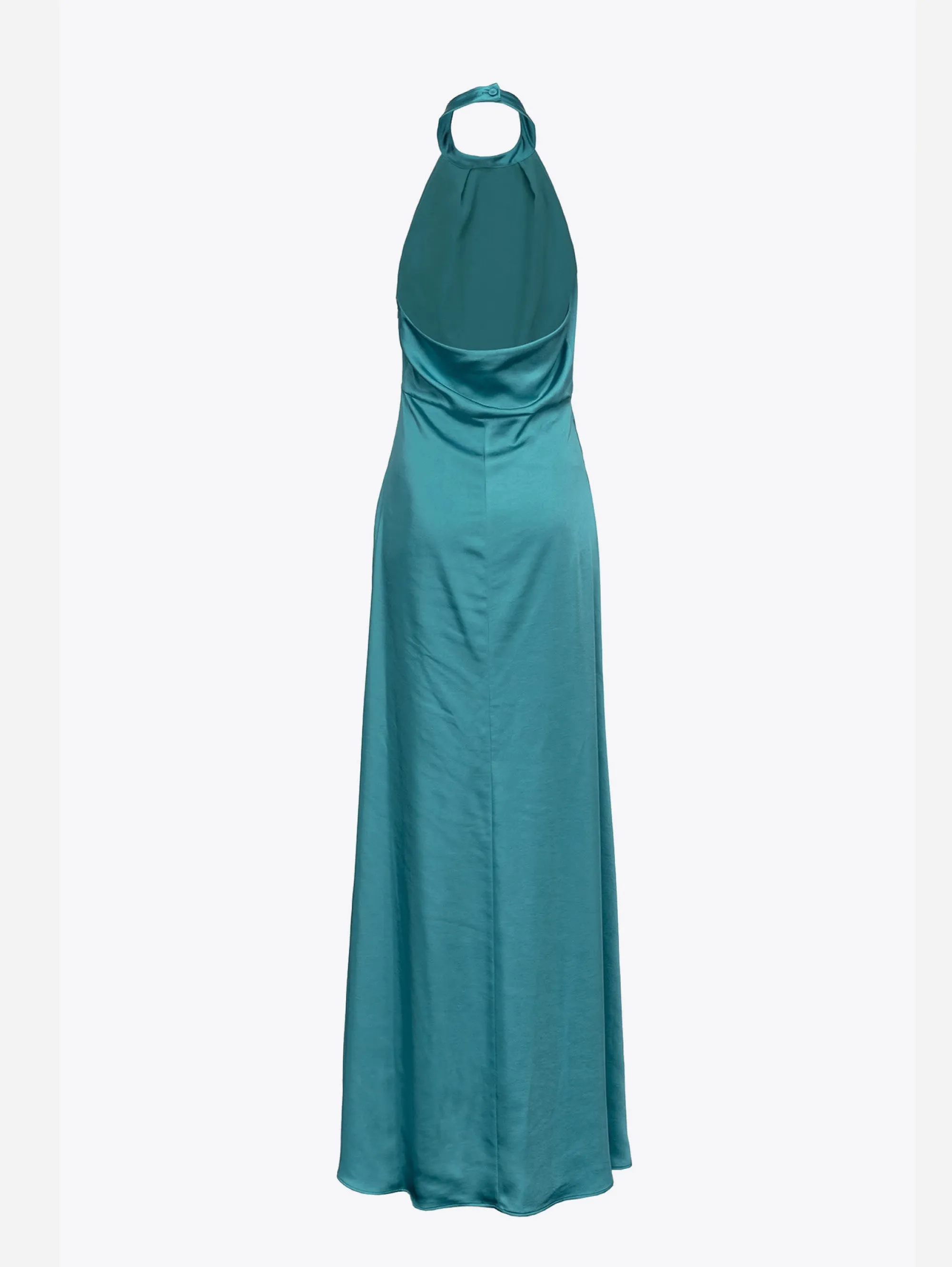 Long American Dress in Green Satin