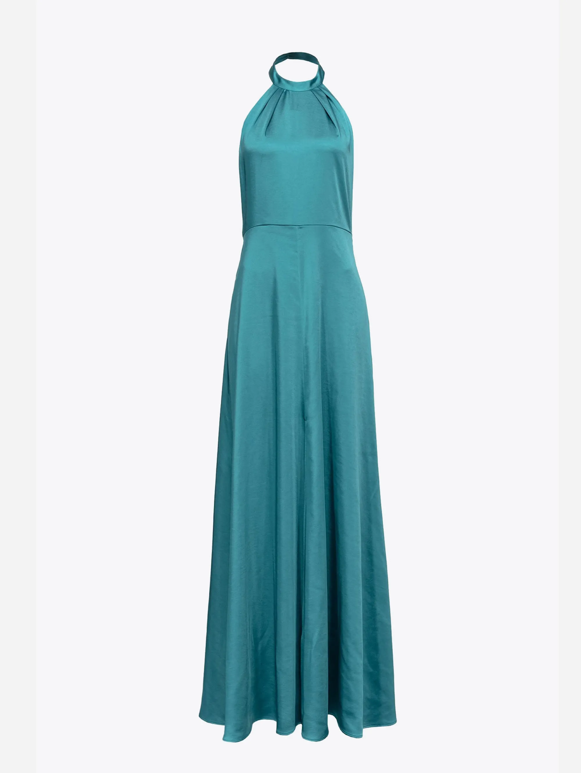 Long American Dress in Green Satin