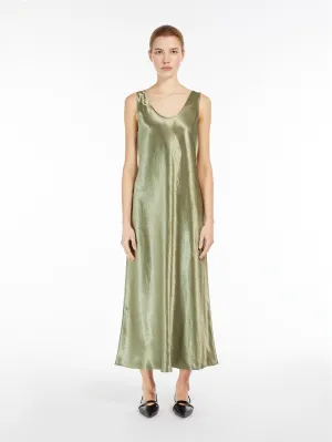 Long Dress in Glossy Dove Grey Satin