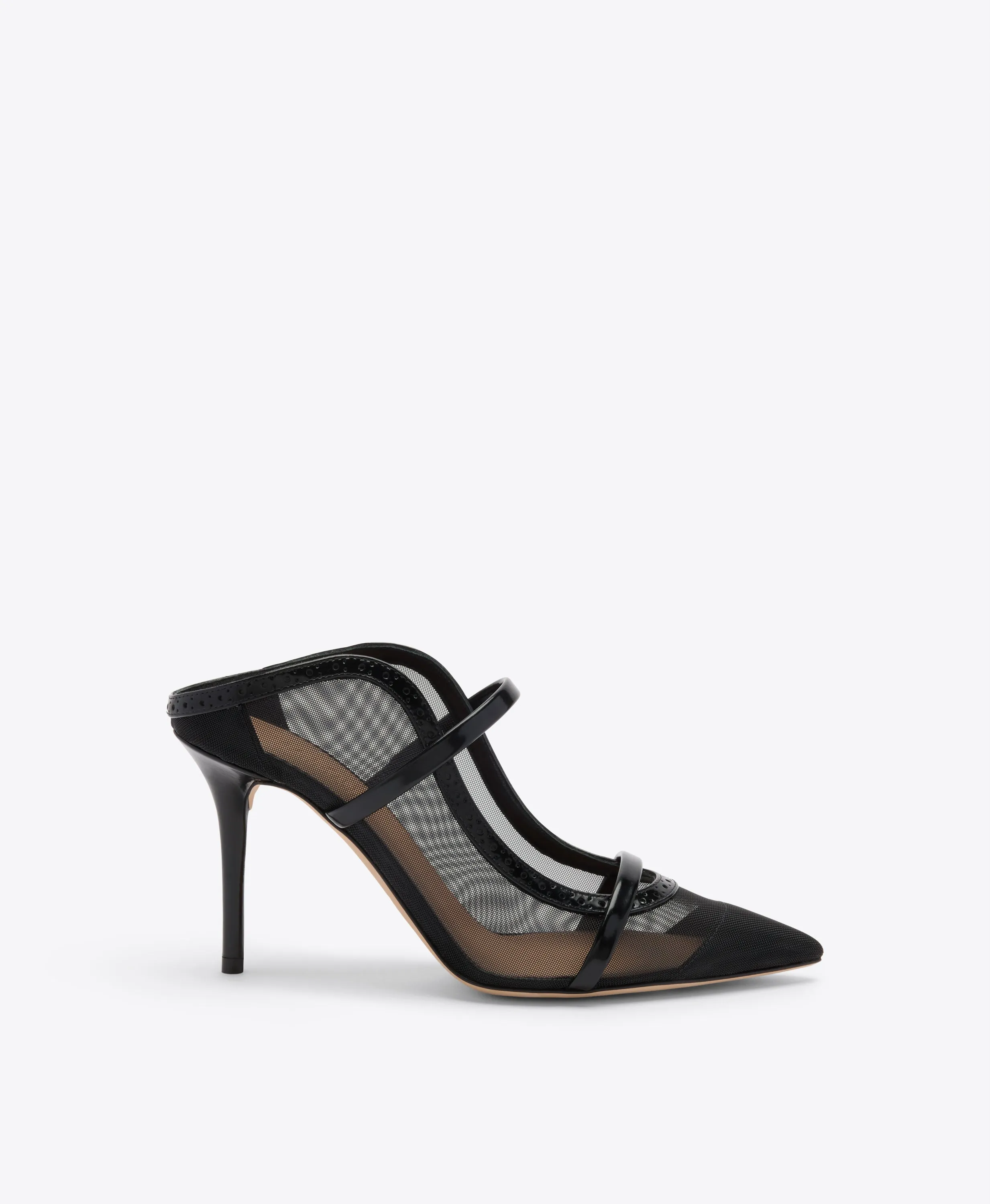 Maureen 85 Black Mesh Heeled Mules