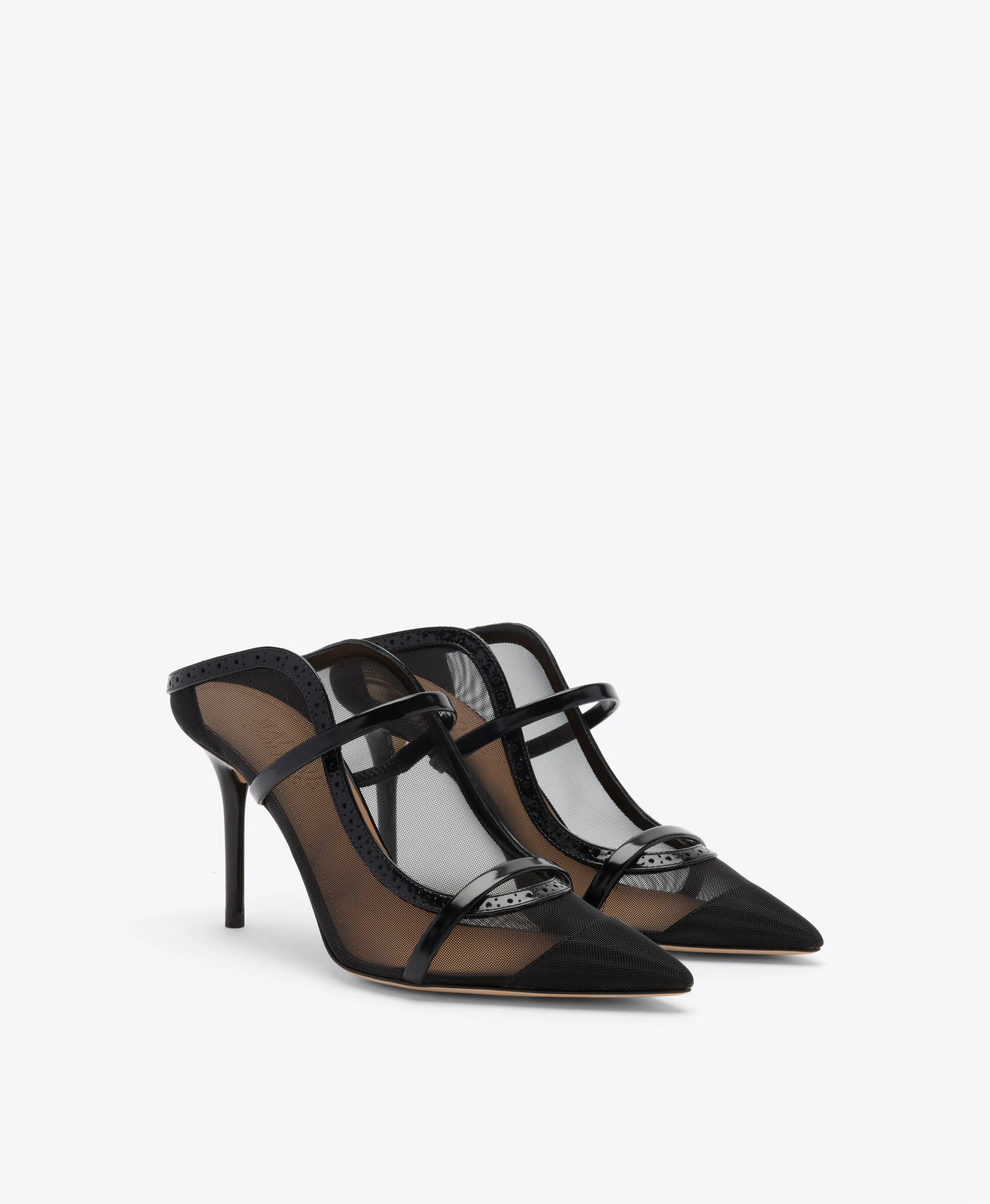 Maureen 85 Black Mesh Heeled Mules