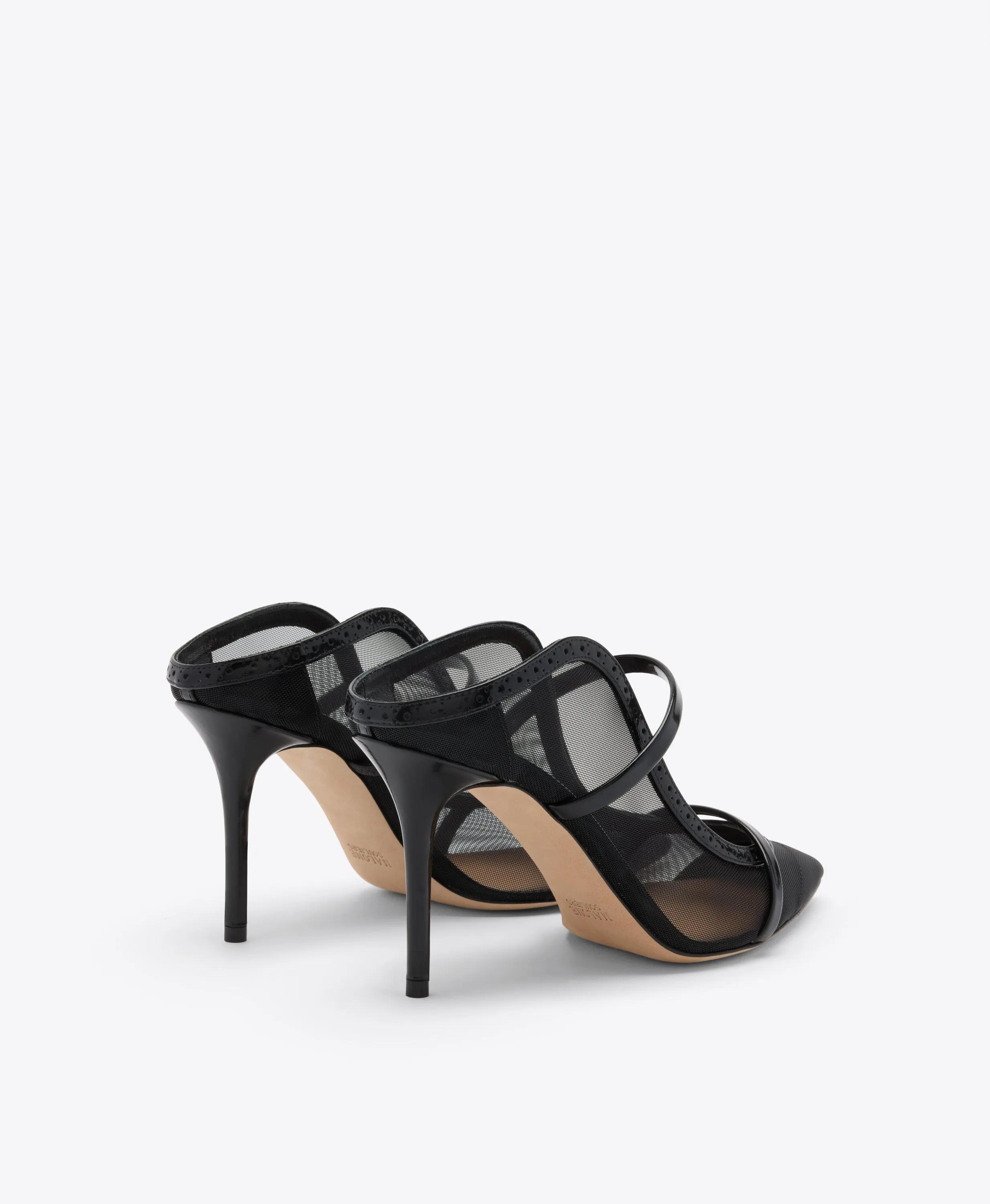 Maureen 85 Black Mesh Heeled Mules