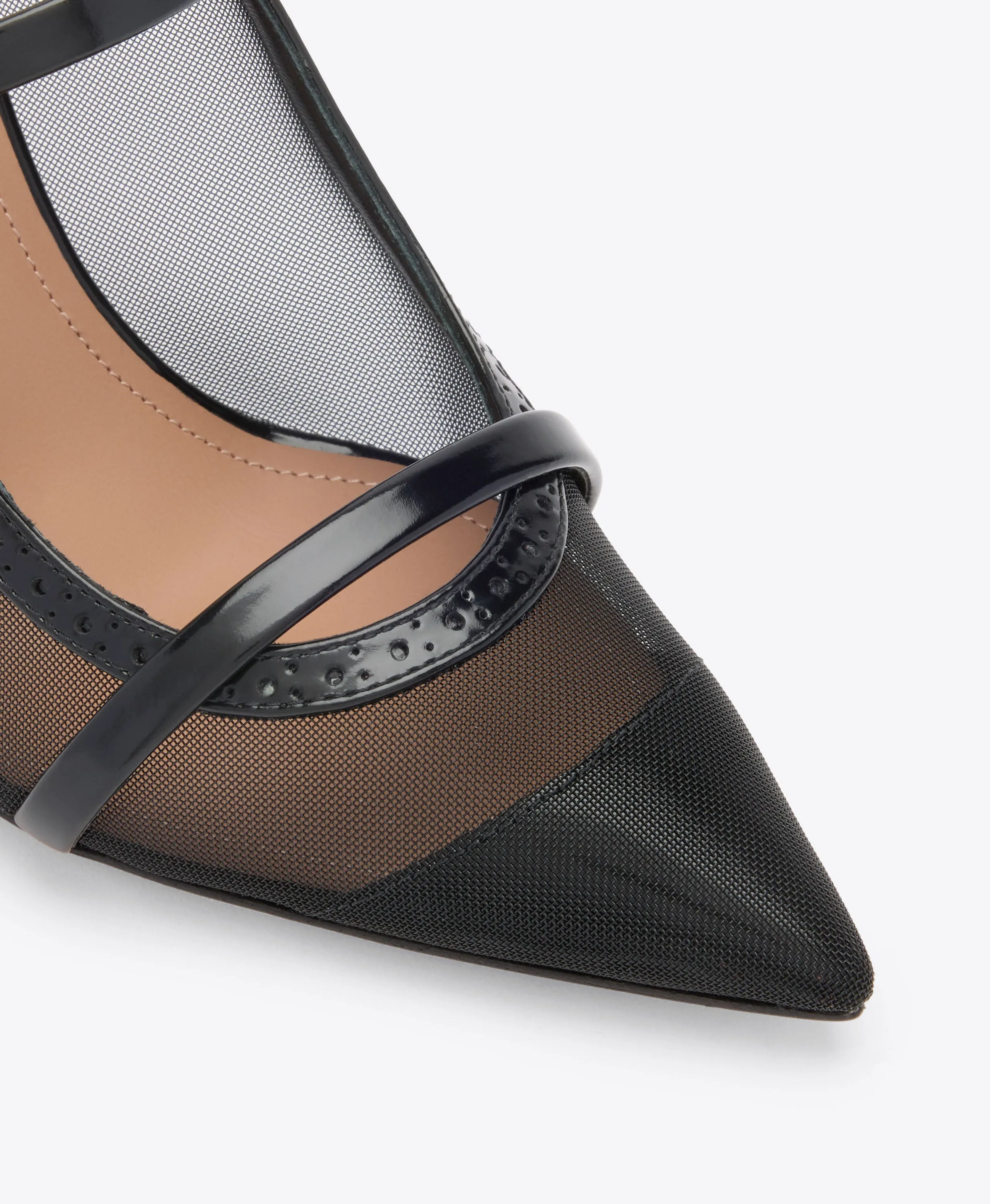 Maureen 85 Black Mesh Heeled Mules