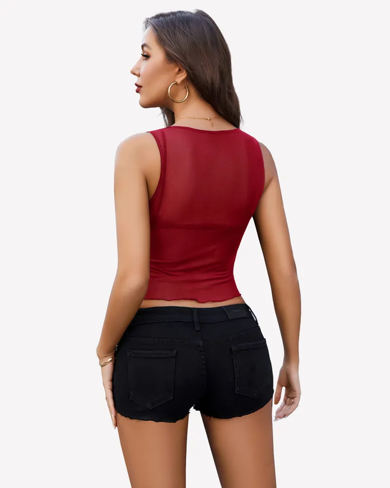 Mesh Tank Top Sheer Tops