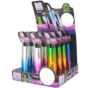 Metallic Metal Lighter Case with Bottle Opener - 12 Pieces Per Retail Ready Display 25437