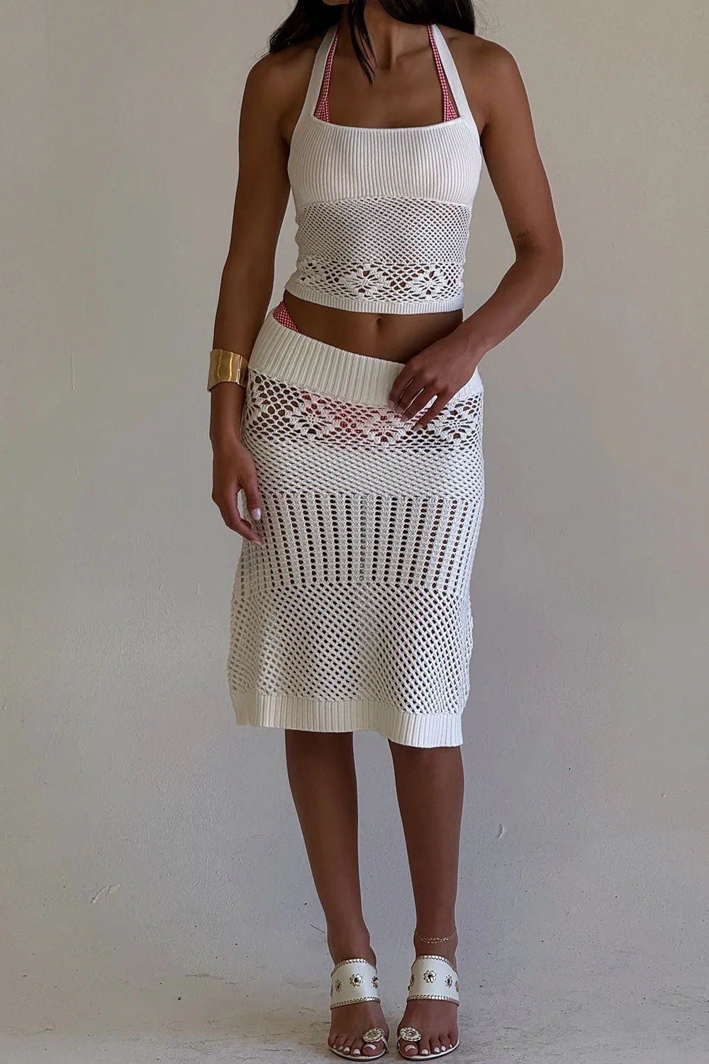 Orchard Crochet Halter Top - White