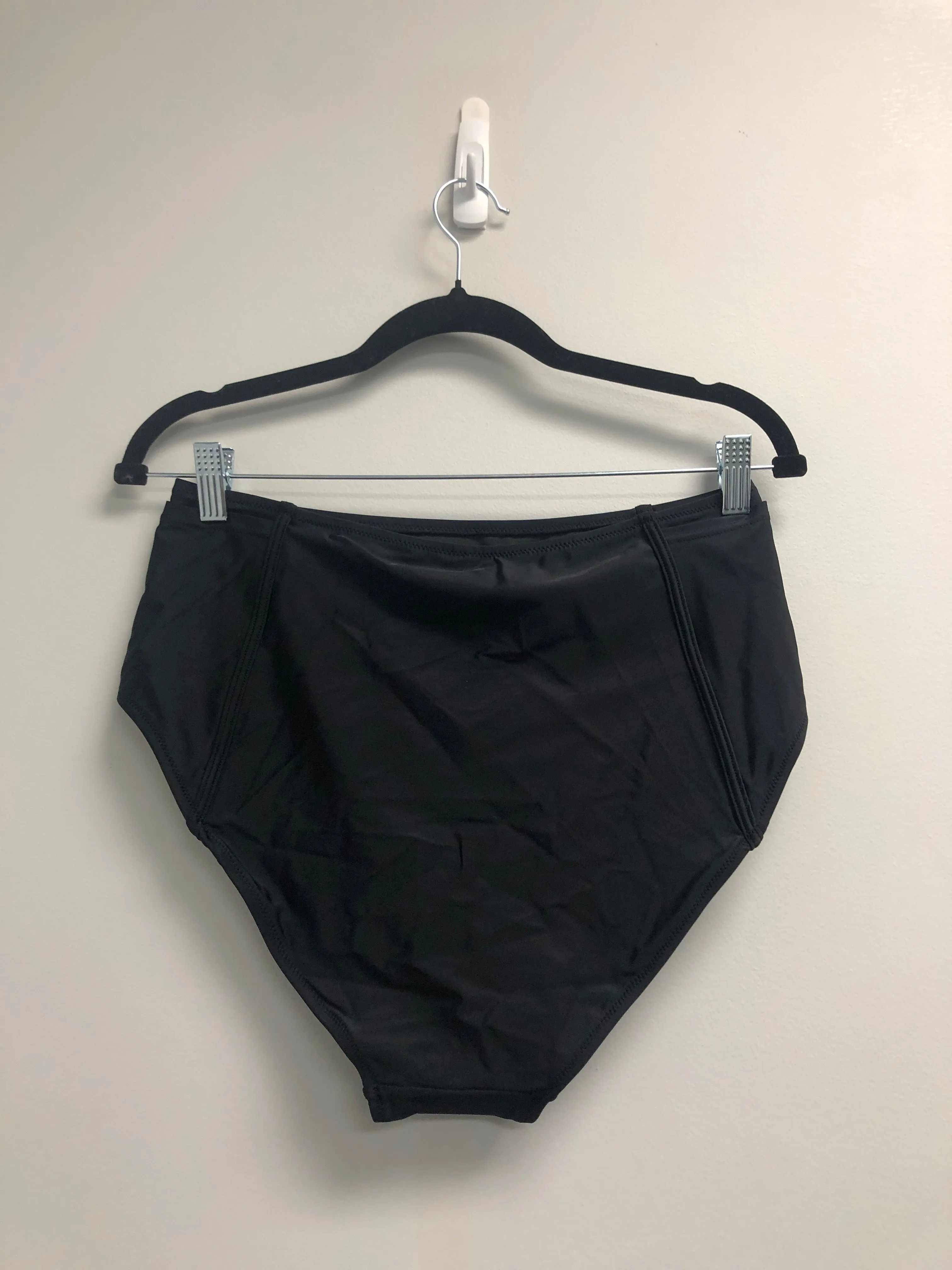 Outlet 7117 - Latched Mama High Waisted Swim Bottoms with Pockets - Final Sale - Black - Medium