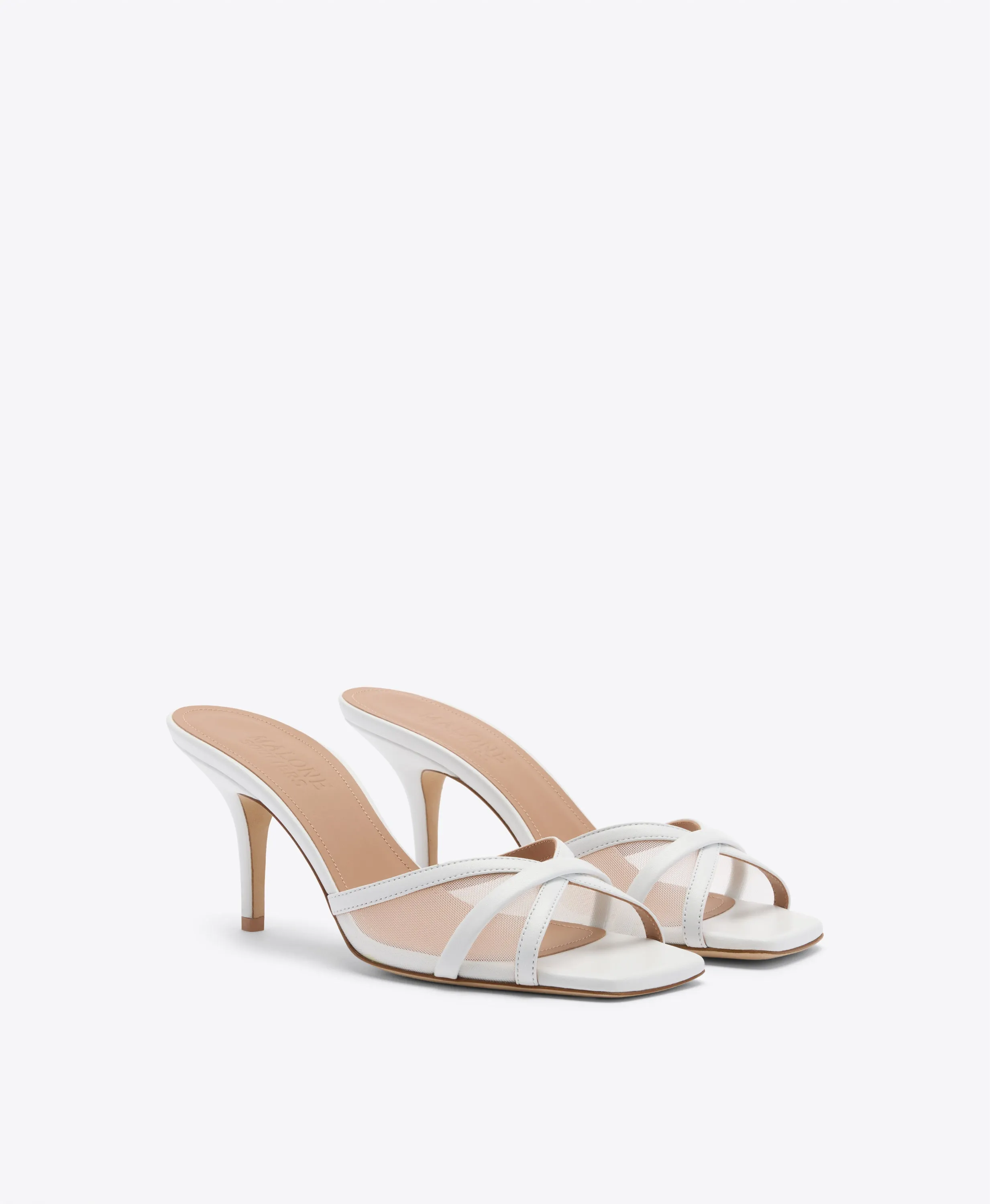 Perla 70 White Mesh Heeled Sandals
