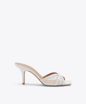 Perla 70 White Mesh Heeled Sandals