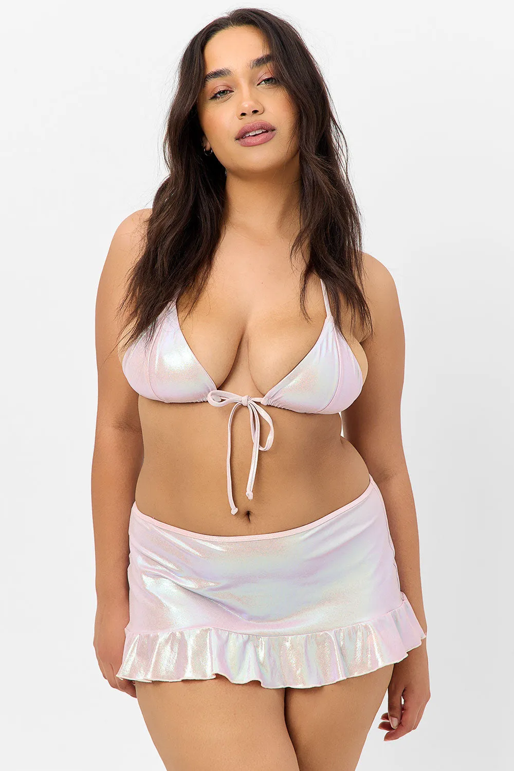 Phillipa Iridescent Micro Triangle Bikini Top - Gilded Angel