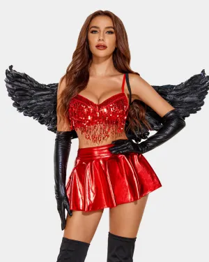 Sequin Fringe Metallic Skirt Set (DE Only)