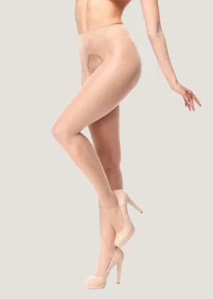 Shiny Open Crotchless Pantyhose (Beige)