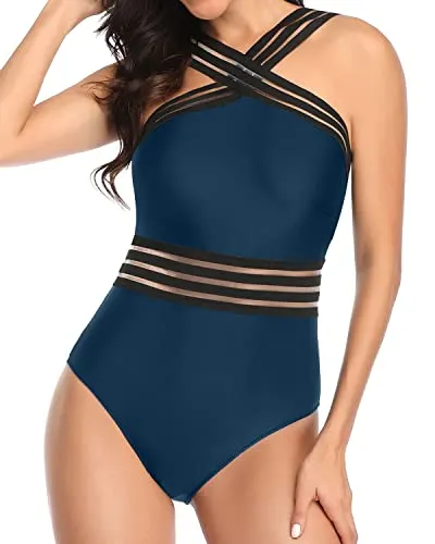 Slimming Silhouette Crisscross One Piece Swimsuit-Teal