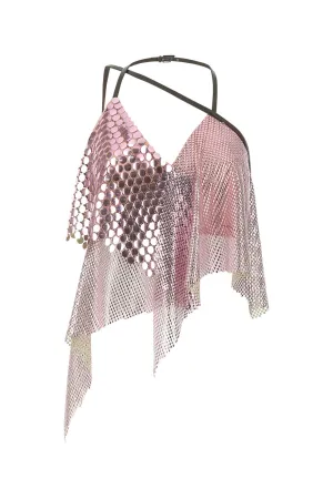 The Attico Sequin Embellished Halter-Neck Asymmetric Top