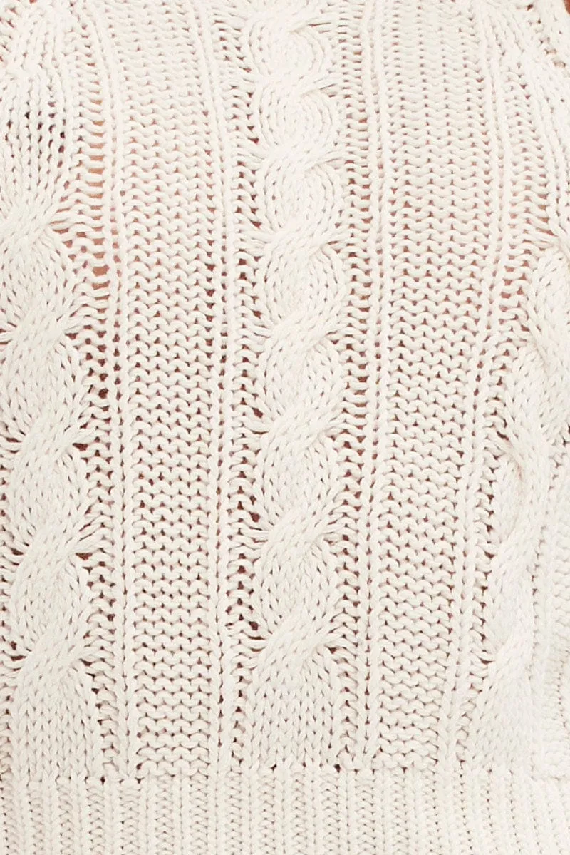 White Cabled Knit Sleeveless