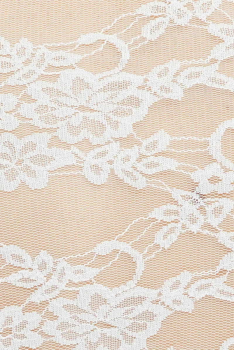 White Lace Top Sheer Long Sleeve Crop