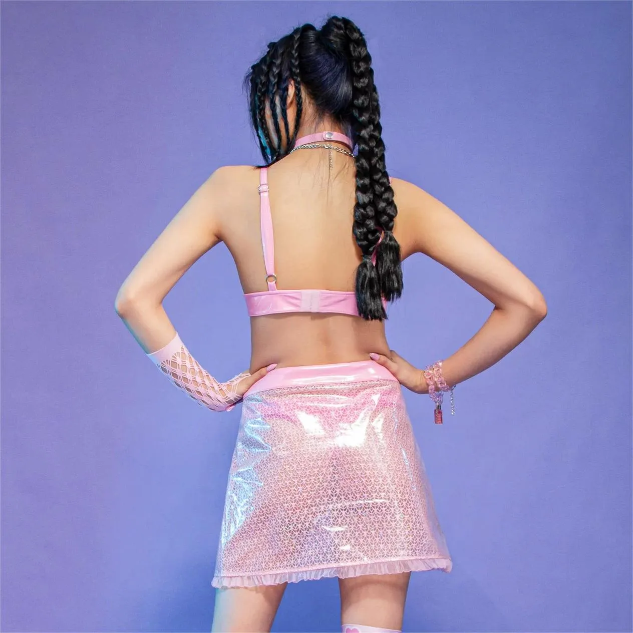 Women's Grunge Sheer  Lace-trimmed Short Skirt
