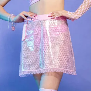 Women's Grunge Sheer  Lace-trimmed Short Skirt