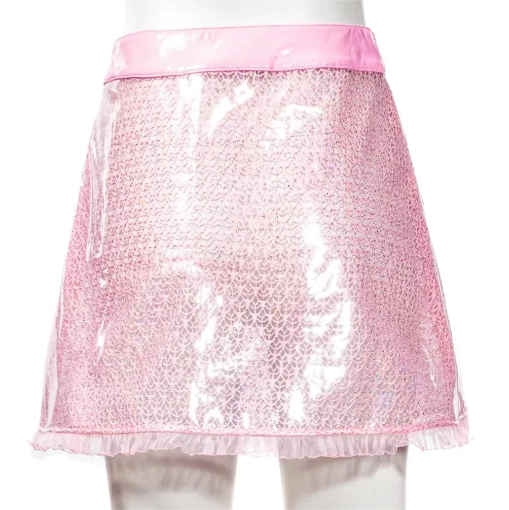 Women's Grunge Sheer  Lace-trimmed Short Skirt