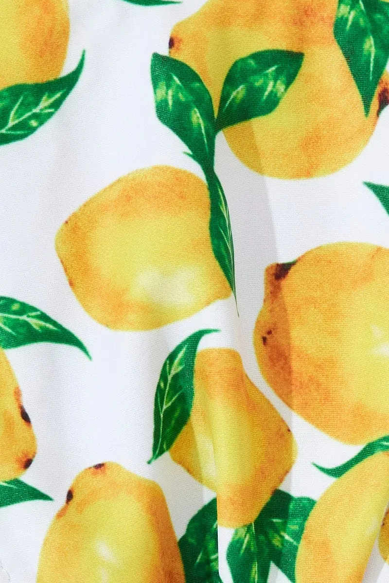 Yellow Print Triangle Bikini Set